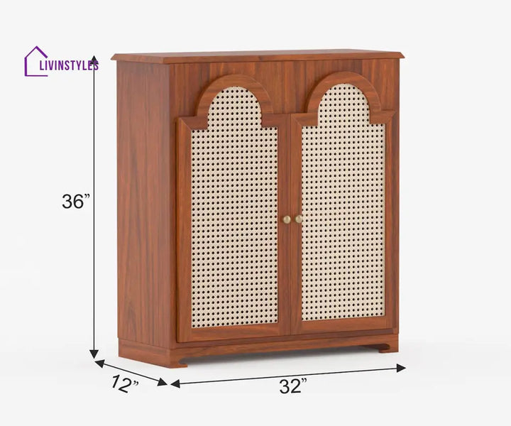 Artur Solid Wood Acacia Cane Cabinet and Sideboard (Honey Finish)