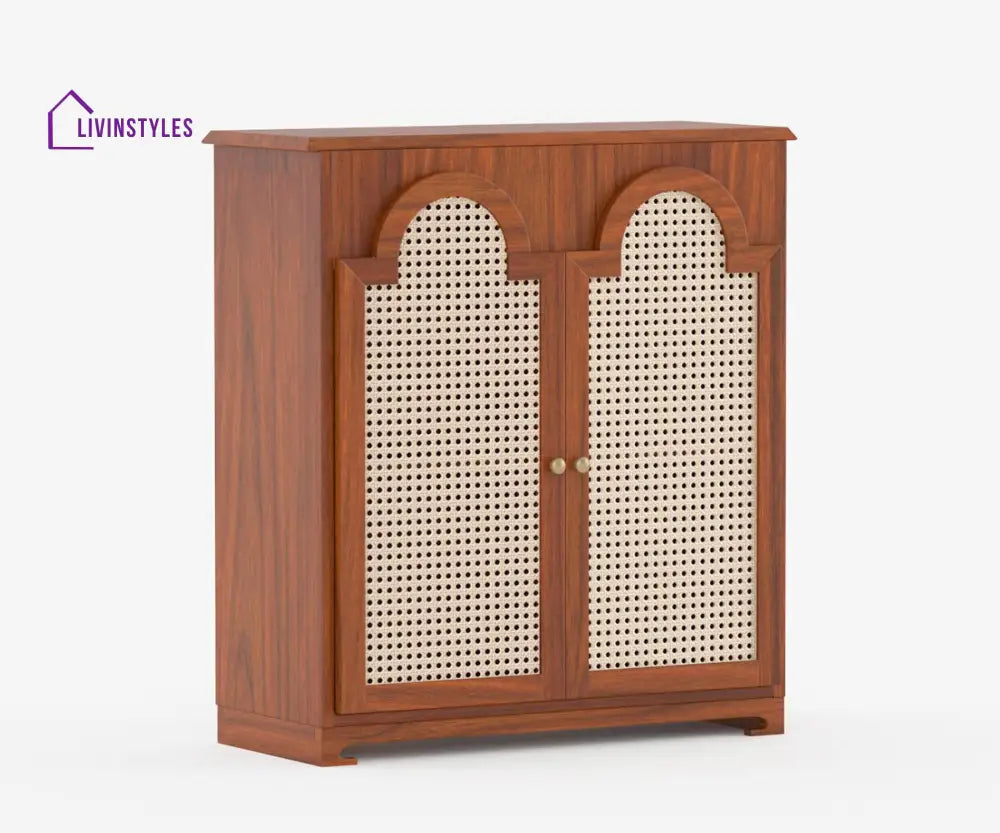 Artur Solid Wood Acacia Cane Cabinet and Sideboard (Honey Finish)