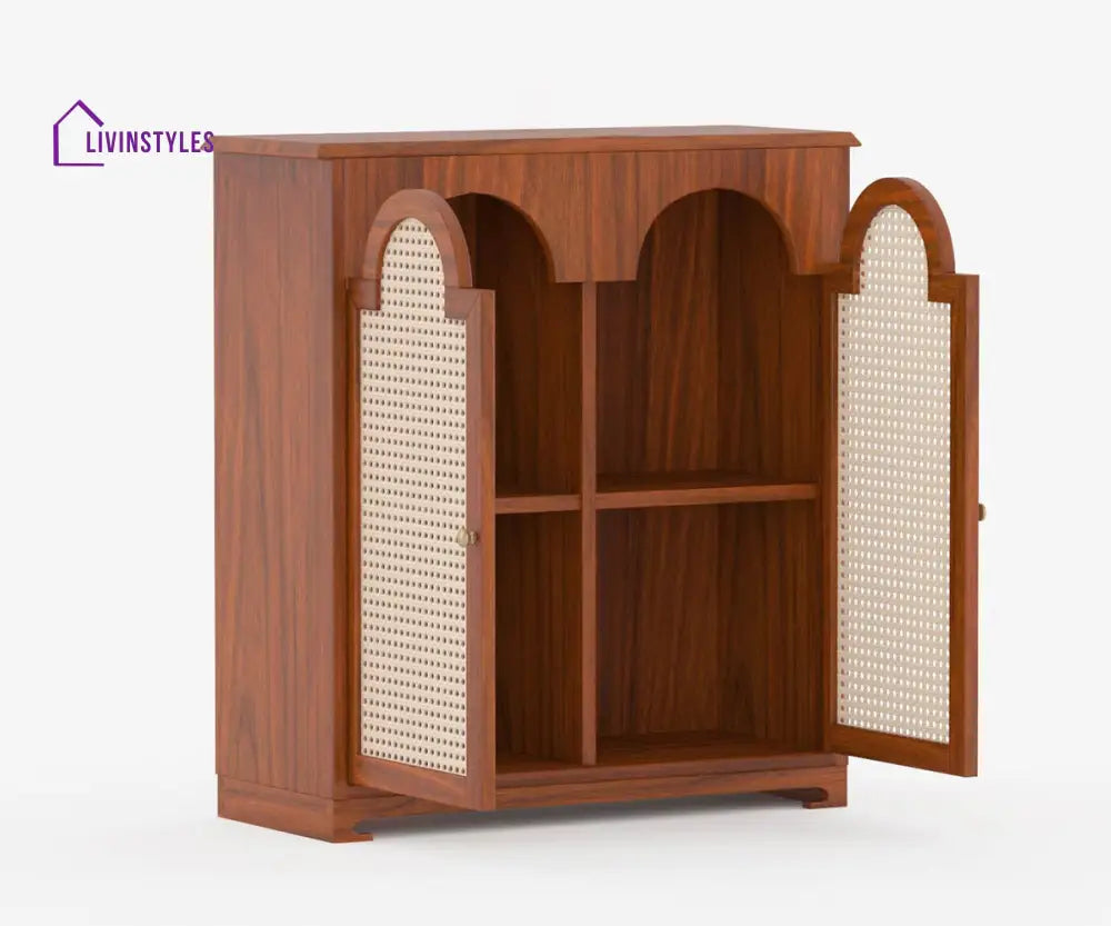 Artur Solid Wood Acacia Cane Cabinet and Sideboard (Honey Finish)