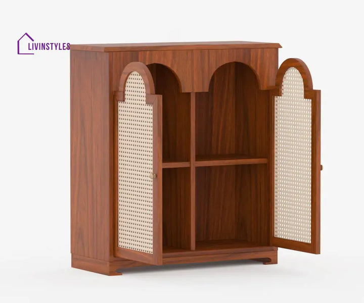 Artur Solid Wood Acacia Cane Cabinet and Sideboard (Honey Finish)