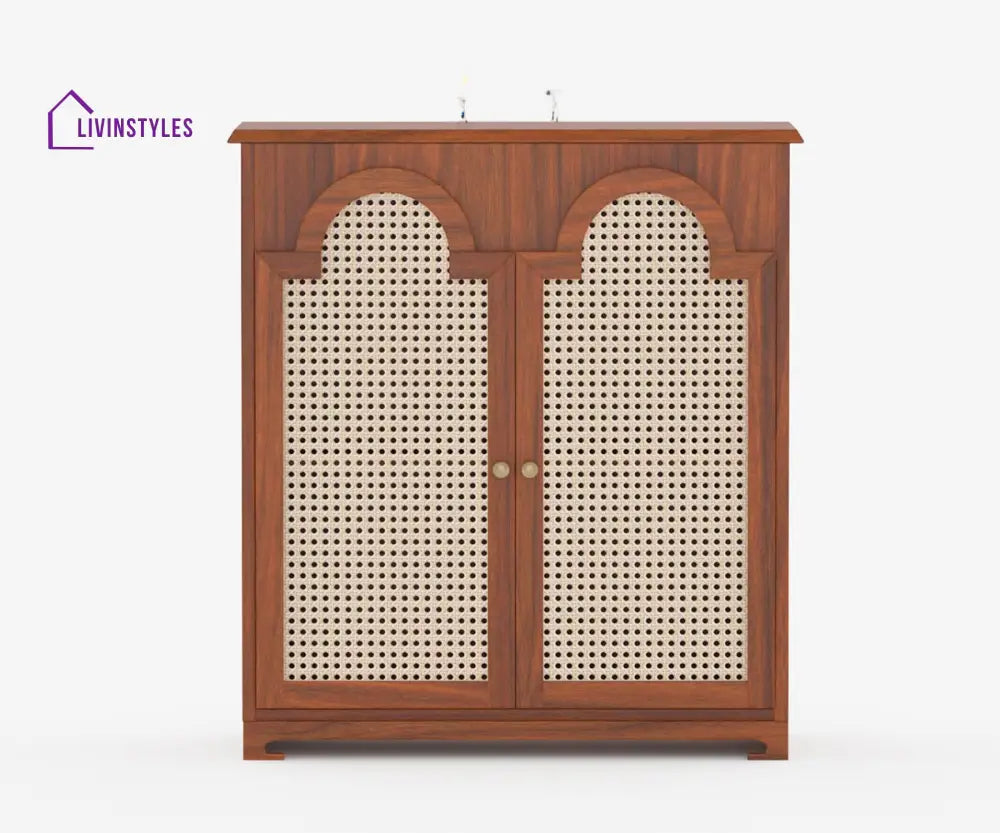 Artur Solid Wood Acacia Cane Cabinet and Sideboard (Honey Finish)