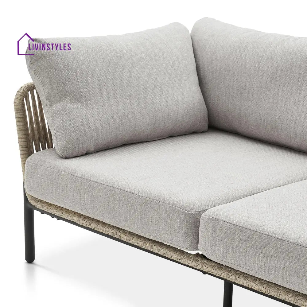 Arturo Outdoor Garden Balcony Sofa Set 3 Seater 2 Single Seater and 1 Center Table Set Braid & Rope (Beige) - Sofa Sets