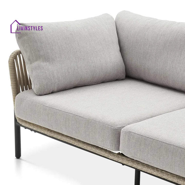Arturo Outdoor Garden Balcony Sofa Set 3 Seater 2 Single Seater and 1 Center Table Set Braid & Rope (Beige) - Sofa Sets