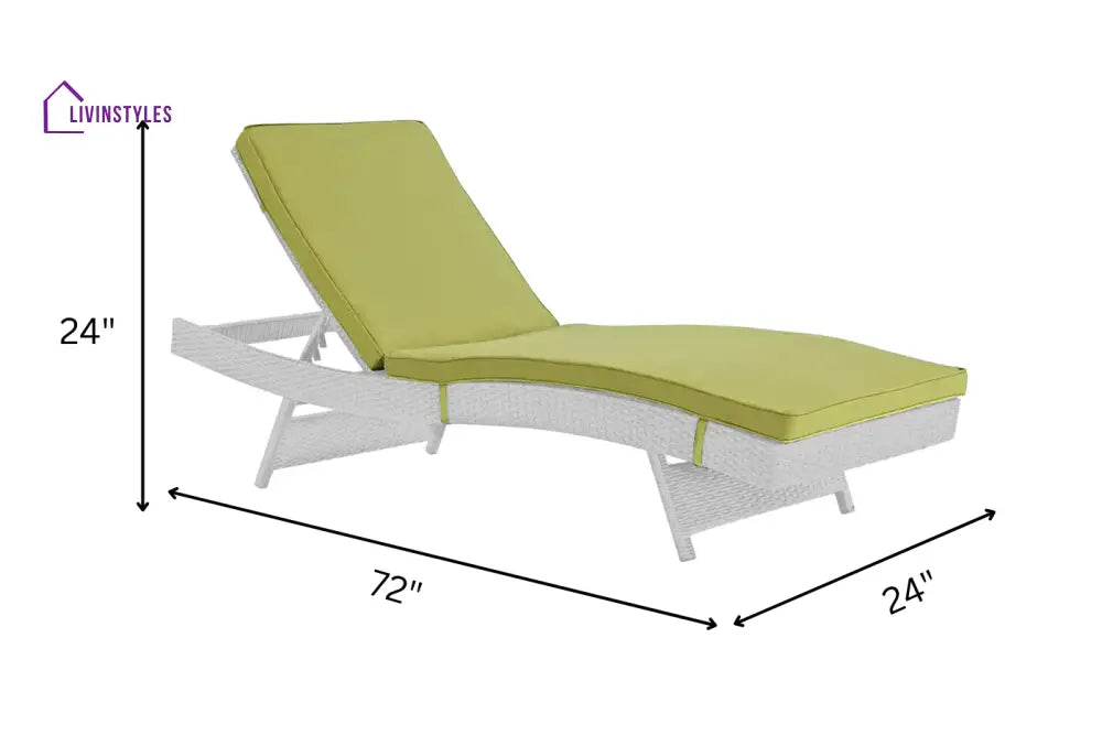 Arturo Outdoor Swimming Poolside Lounger (White & Green) - Loungers