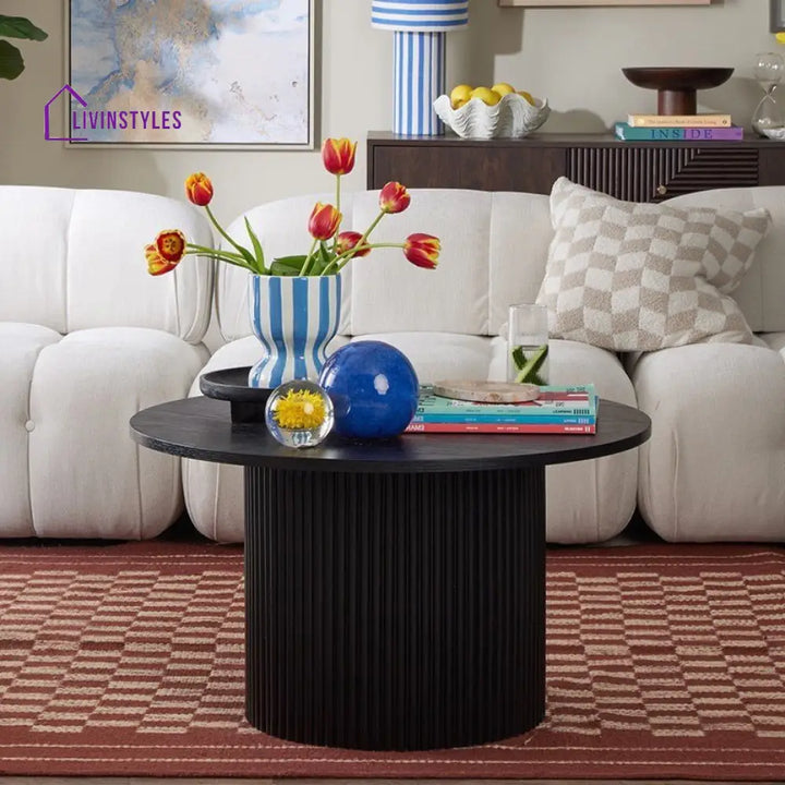 Arturo Round Pedestal Coffee Table - Black - Coffee Table