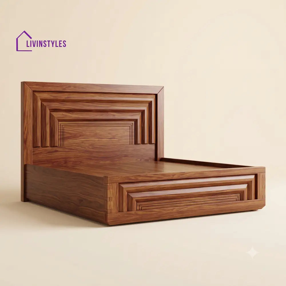 Arulmozhi Sheesham Wood Bed With Box Storage | Wooden Bed