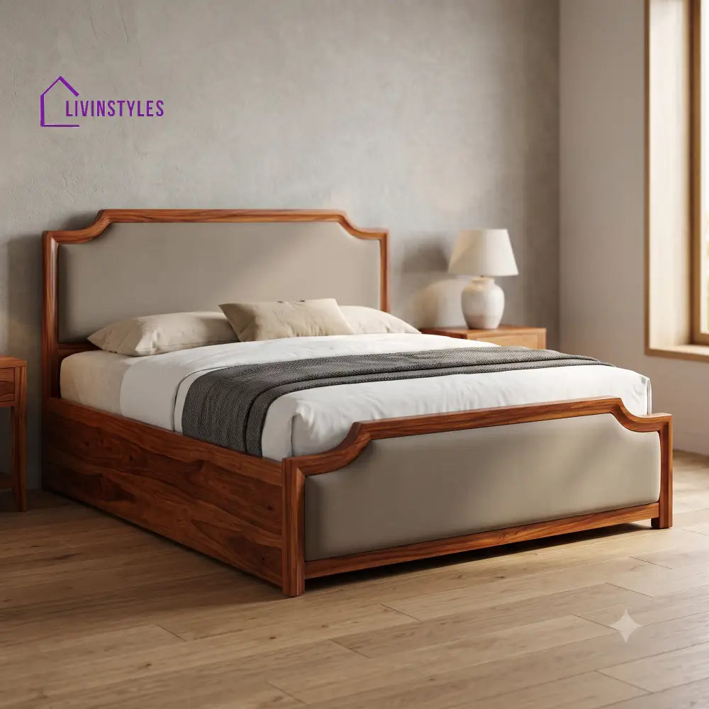 Arun Sheesham Wood Hydraulic Storage King Size Double Bed