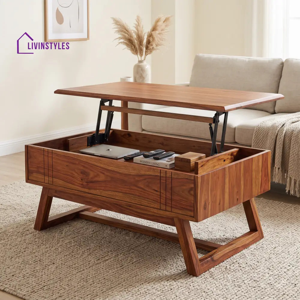 Aruna Sheesham Wood Lift Top Coffee Table for Living Room