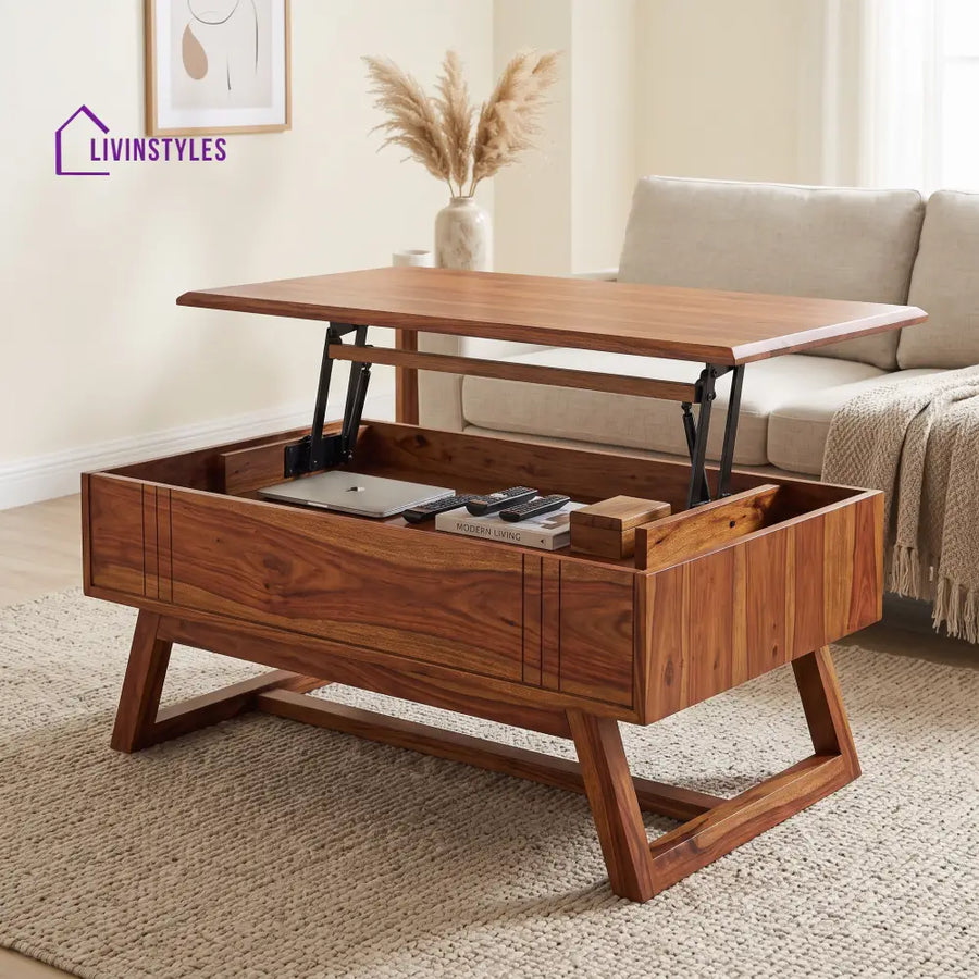 Aruna Sheesham Wood Lift Top Coffee Table for Living Room