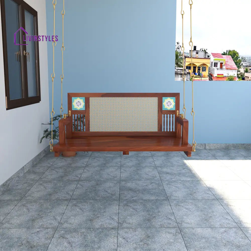 Arushi Natural Brown Polished Cane back Swing Swing