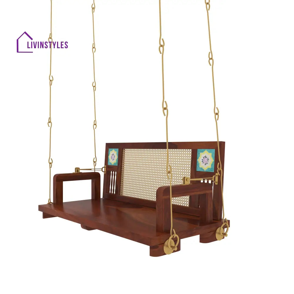 Arushi Natural Brown Polished Cane back Swing Swing
