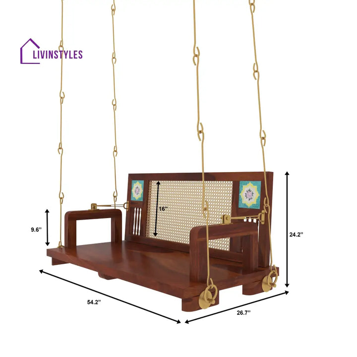 Arushi Natural Brown Polished Cane back Swing Swing