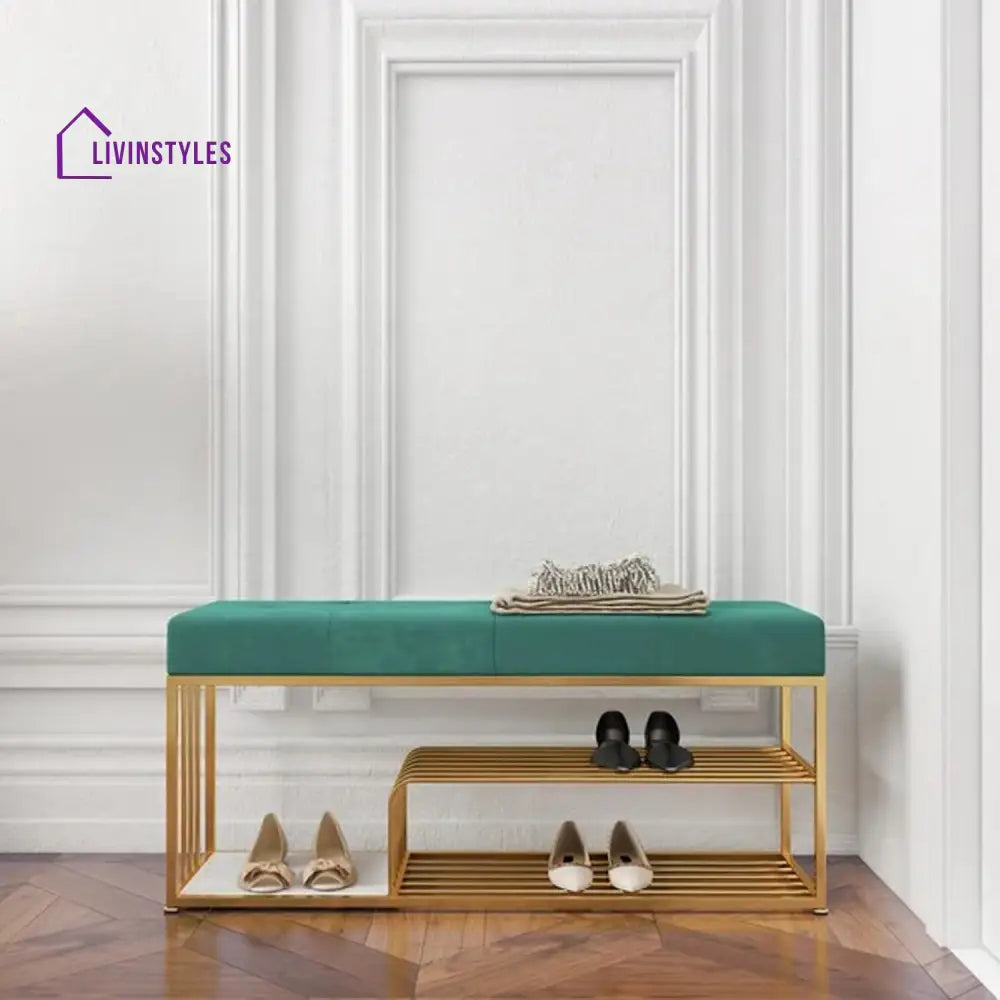 Arushi Velvet Upholstered Entryway Shoe Rack Bench With Storage