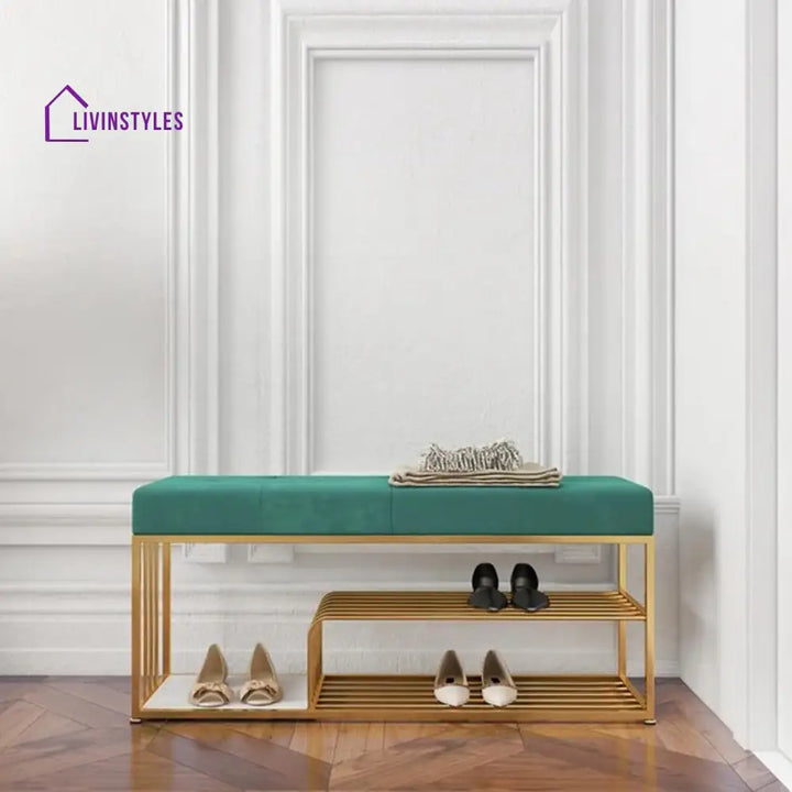 Arushi Velvet Upholstered Entryway Shoe Rack Bench With Storage