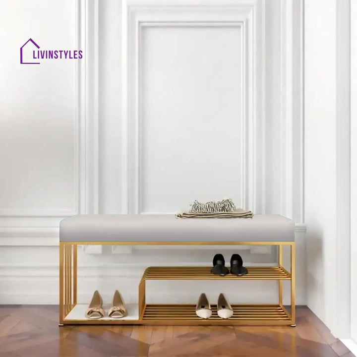 Arushi Velvet Upholstered Entryway Shoe Rack Bench With Storage