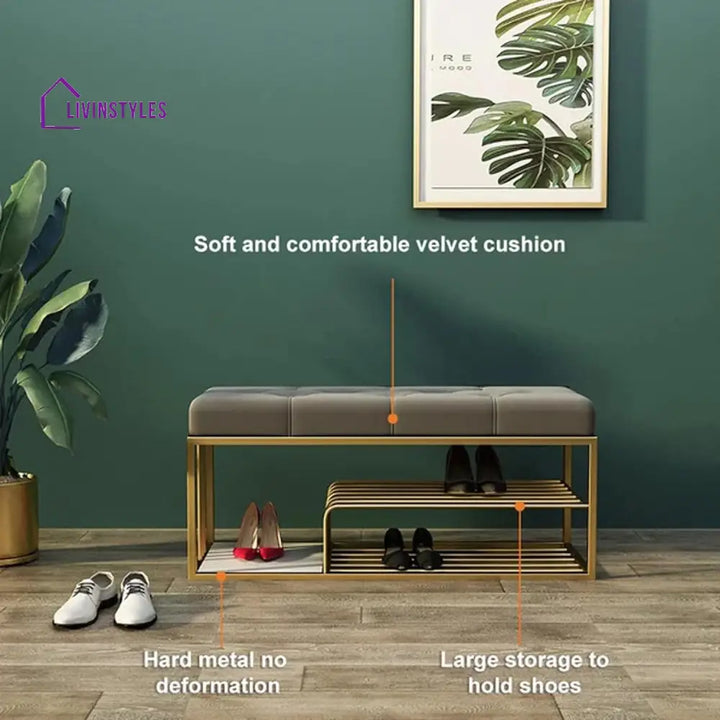 Arushi Velvet Upholstered Entryway Shoe Rack Bench With Storage