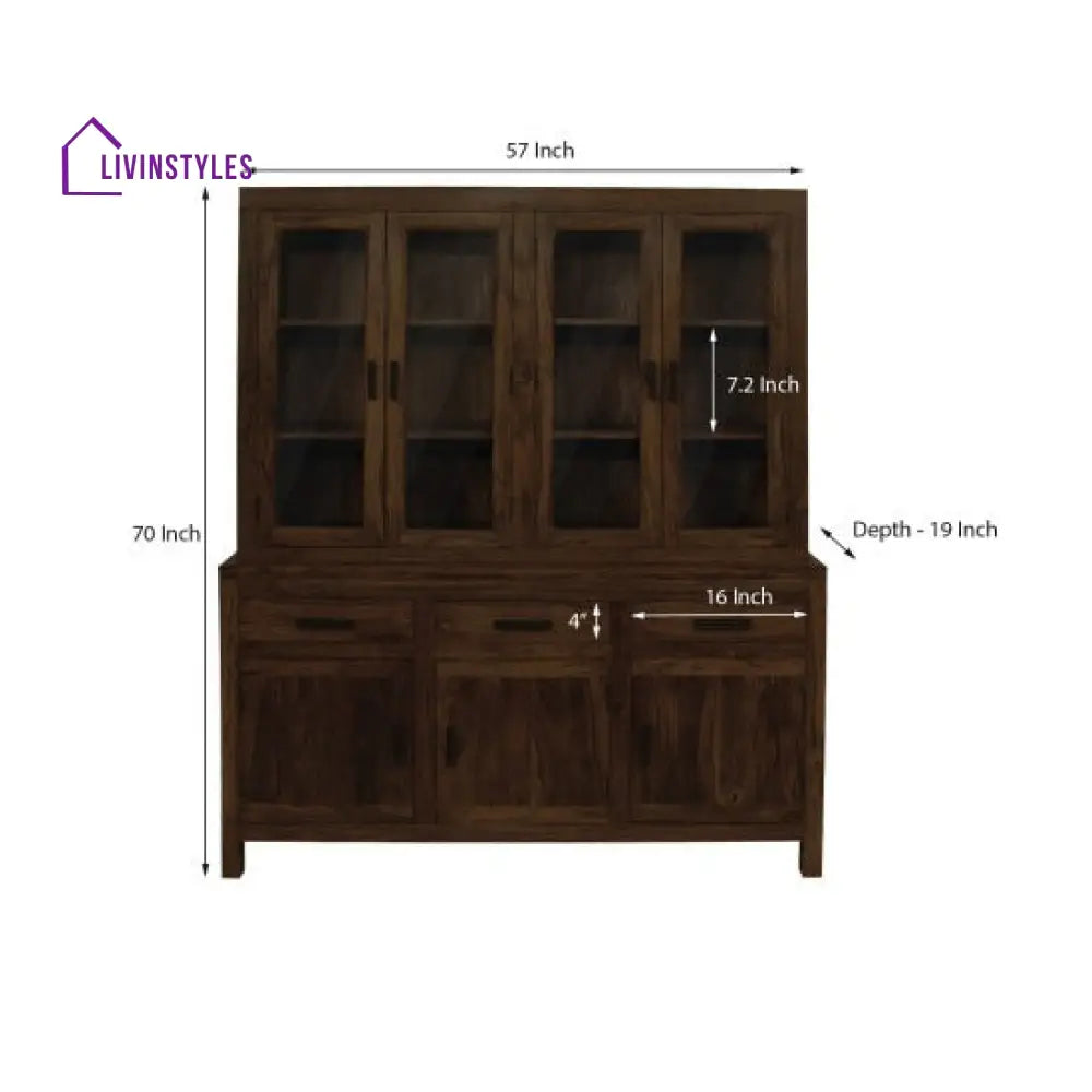 Arvind Crockery Cabinet Extra Large (Walnut Finish)