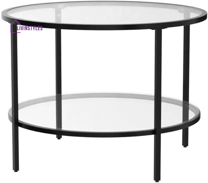 Aryan Metal Black Coffee Table With Glass Top