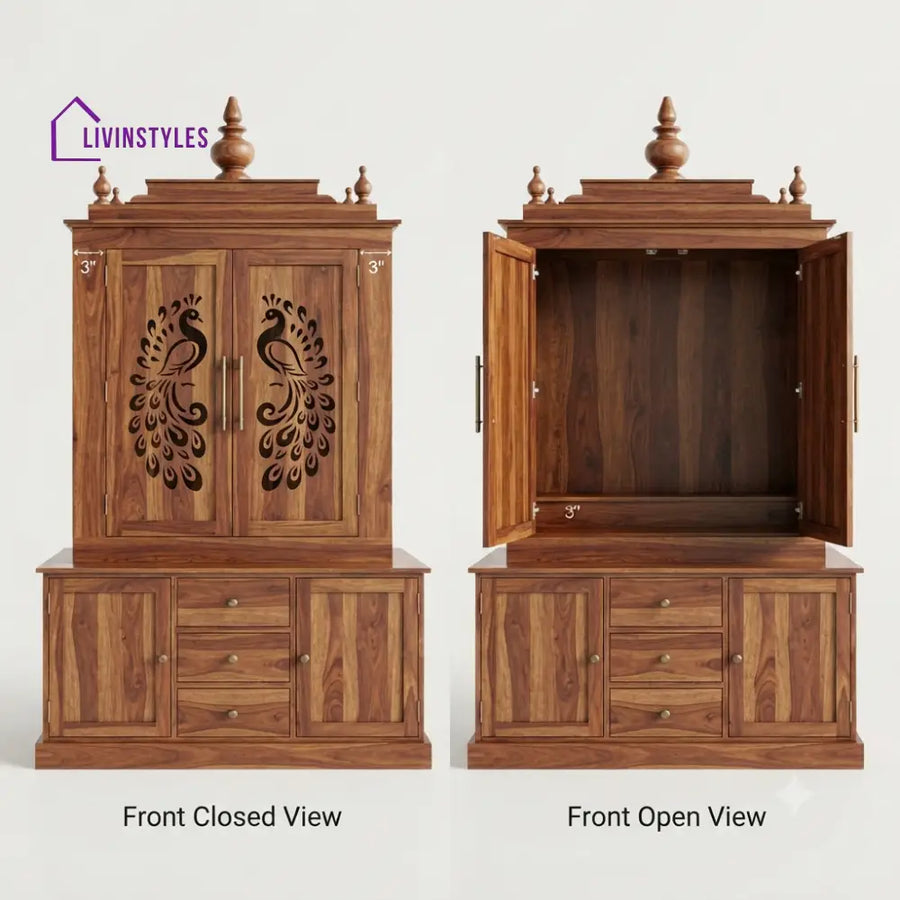 Aryika Premium Solid Wood Home Temple | Pooja Mandir for Home