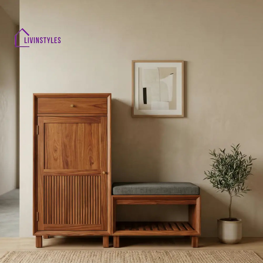 Asher Solid Wood Sheesham Shoe Rack (Honey Finish)