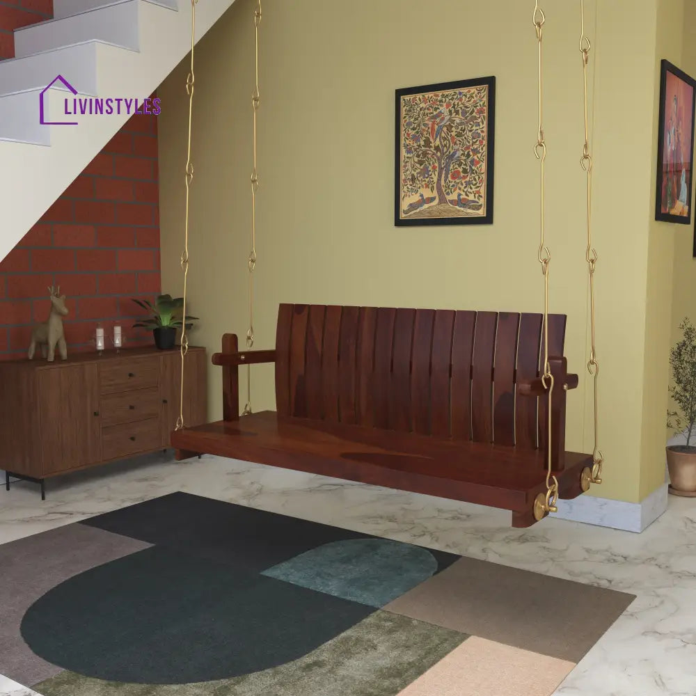 Ashna Elegant Wooden Swing Under Staircase with Traditional Decor Accents Swing