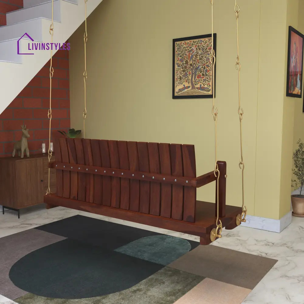 Ashna Elegant Wooden Swing Under Staircase with Traditional Decor Accents Swing