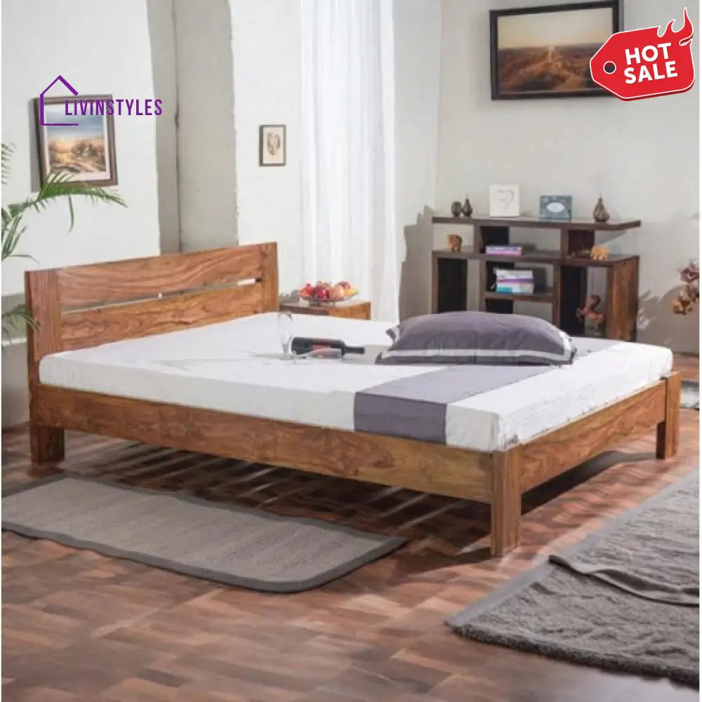 Ashwin Queen Size Platform Non Storage Bed (Honey)