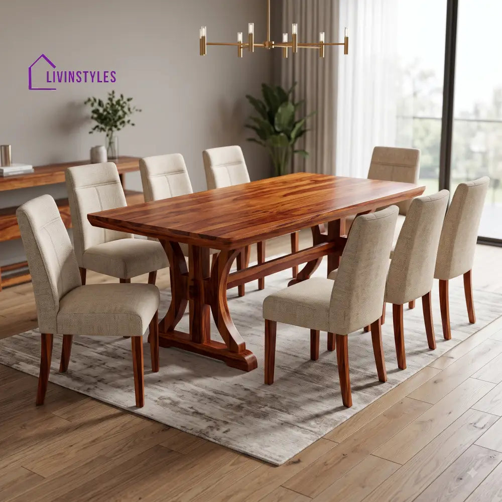 Ashwin Premium Solid Wood 8 Seater Dining Table Set