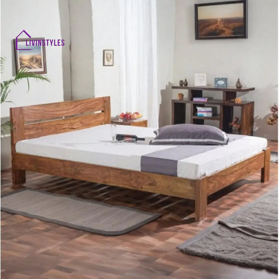 Ashwin Queen Size Platform Non Storage Bed (Honey)