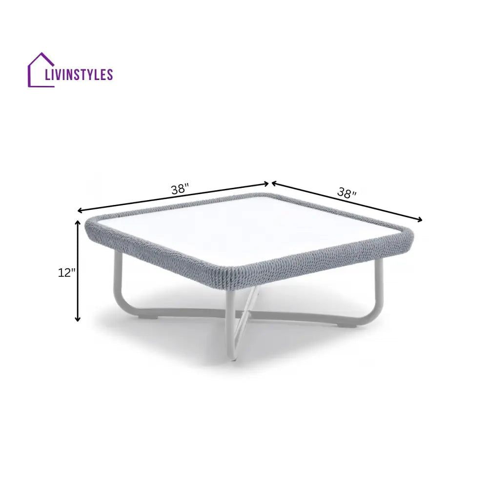 Astor Outdoor Garden Balcony Sofa Set 3 Seater 2 Single Seater and 1 Center Table Set Braid & Rope (Grey-Off White)