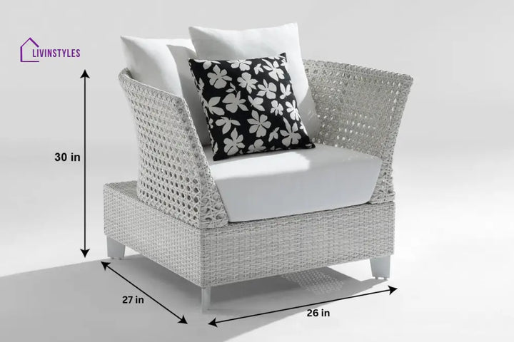 Astrol Outdoor Garden Balcony Sofa Set 3 Seater seater 1 Double Seater 1 Single Seater and 1 Center Table (White)