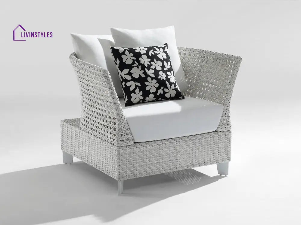 Astrol Outdoor Garden Balcony Sofa Set 3 Seater seater 1 Double Seater 1 Single Seater and 1 Center Table (White)