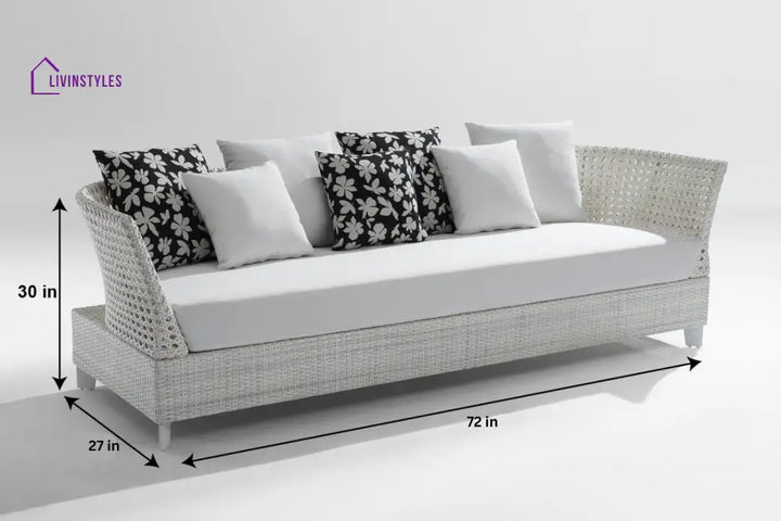 Astrol Outdoor Garden Balcony Sofa Set 3 Seater seater 1 Double Seater 1 Single Seater and 1 Center Table (White)