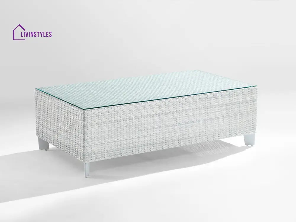 Astrol Outdoor Garden Balcony Sofa Set 3 Seater seater 1 Double Seater 1 Single Seater and 1 Center Table (White)