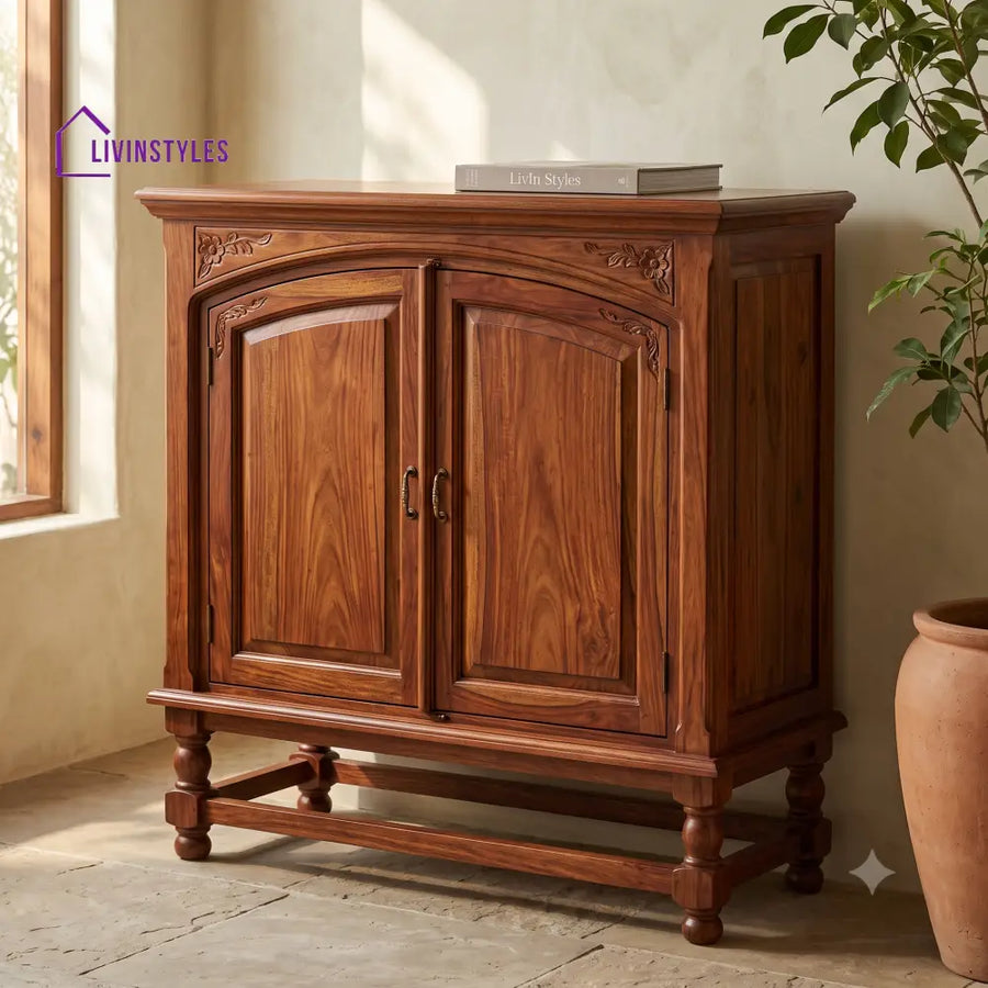 Aswathy Sheesham Wood Shoe Rack | Wooden Shoe Cabinet