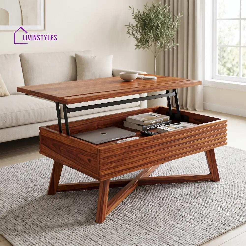 Aswini Sheesham Wood Lift Top Coffee Table for Living Room