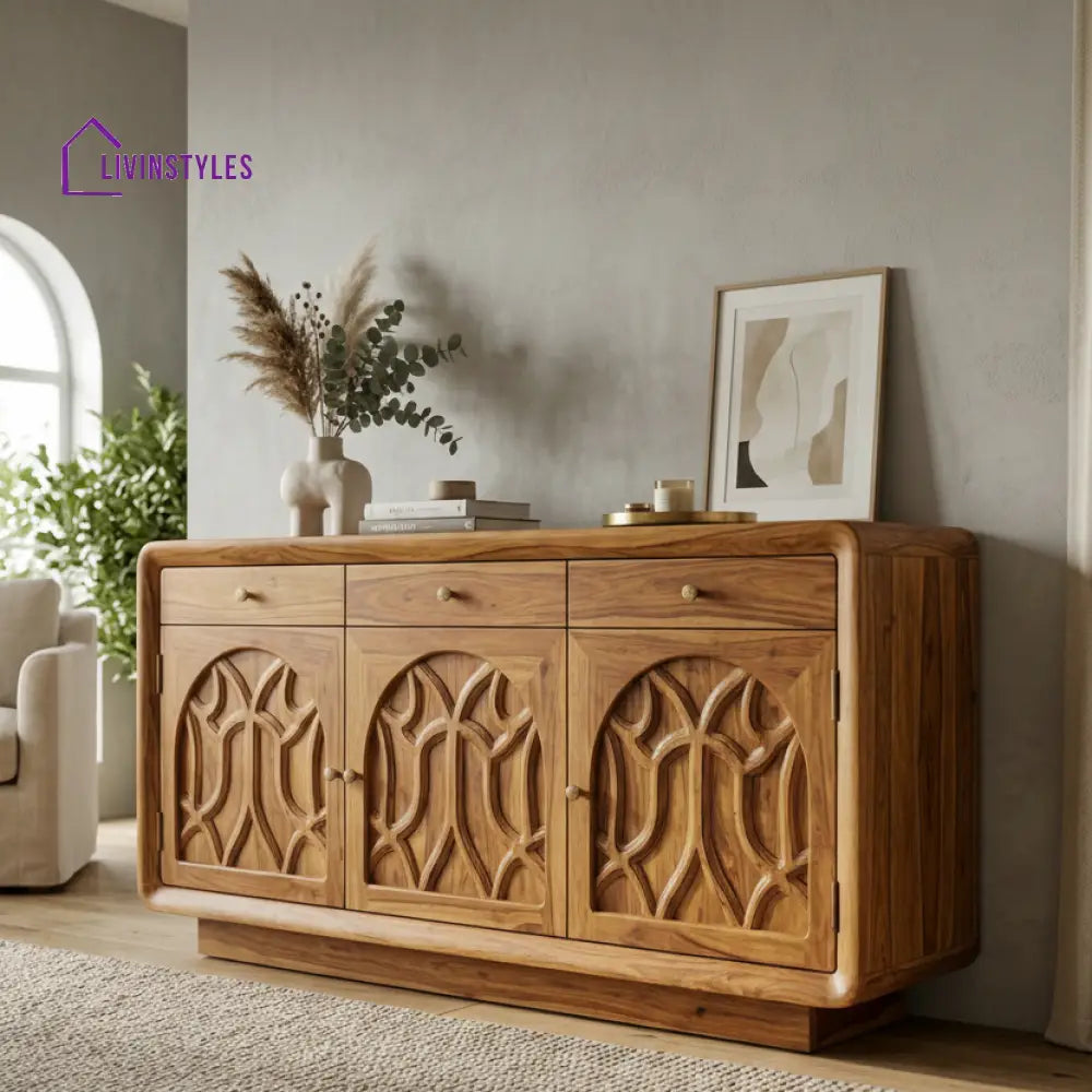 Atea Sheesham Wood Cabinet and Sideboard (Honey Finish)