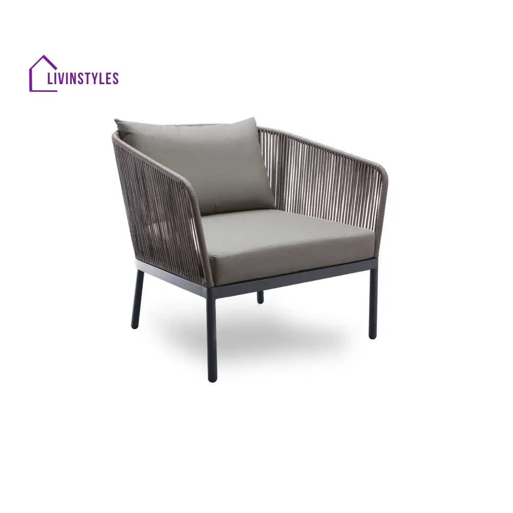 Athan Outdoor Garden Balcony Sofa Set 2 Seater 2 Single Seater 1 Center Table Set (Dark Grey) Braided and Rope - Sofa
