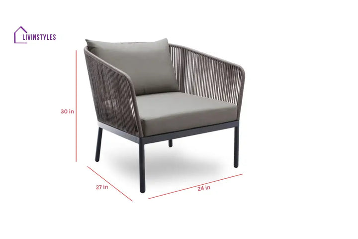 Athan Outdoor Garden Balcony Sofa Set 2 Seater 2 Single Seater 1 Center Table Set (Dark Grey) Braided and Rope - Sofa