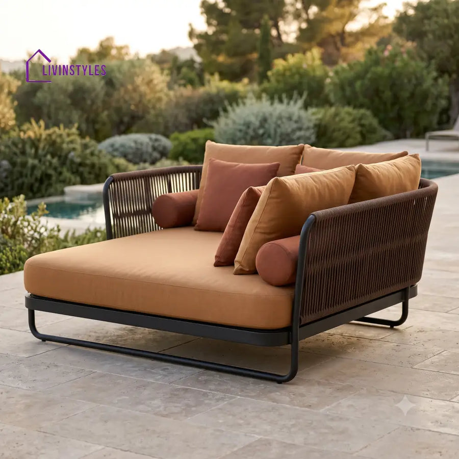 Athenais Premium Outdoor Day Bed in Metal Frame with Powder Coated & Rope