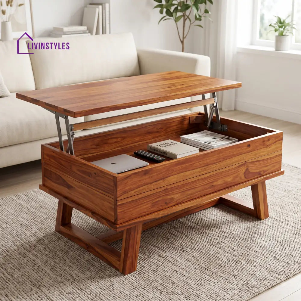 Athira Sheesham Wood Lift Top Coffee Table for Living Room