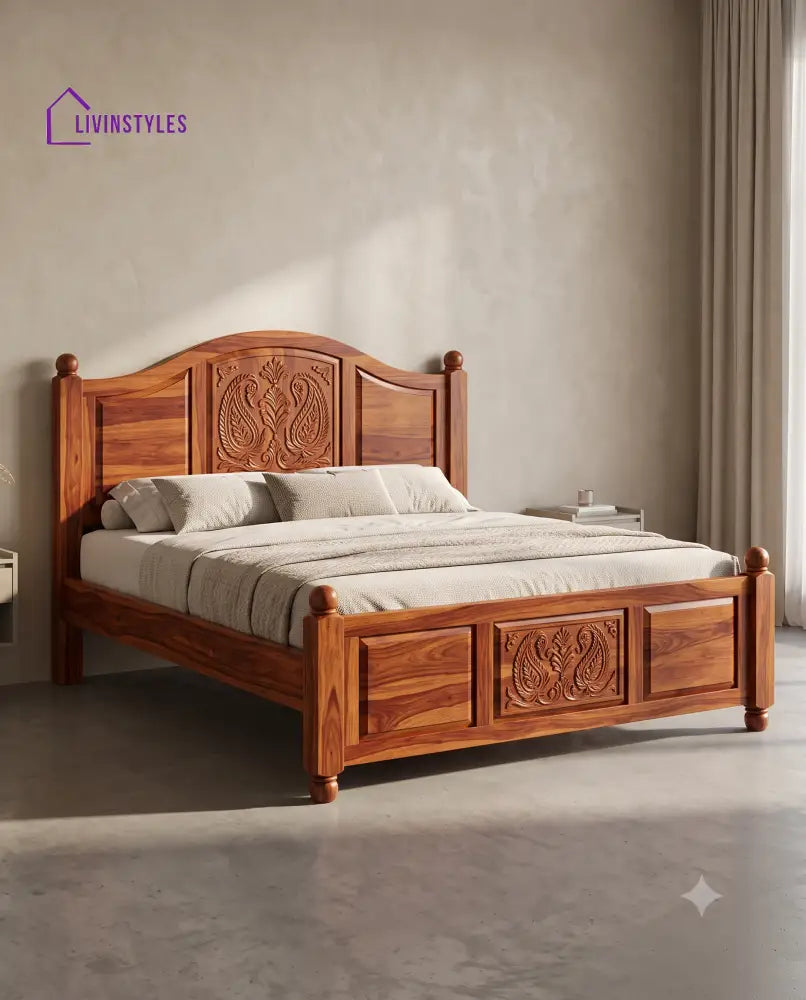 Athira Wooden Bed | Solid Wood Double Bed | Wooden King size bed & Wooden Queen size bed