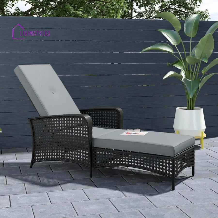 Atto Outdoor Swimming Poolside Lounger (Black) - Loungers
