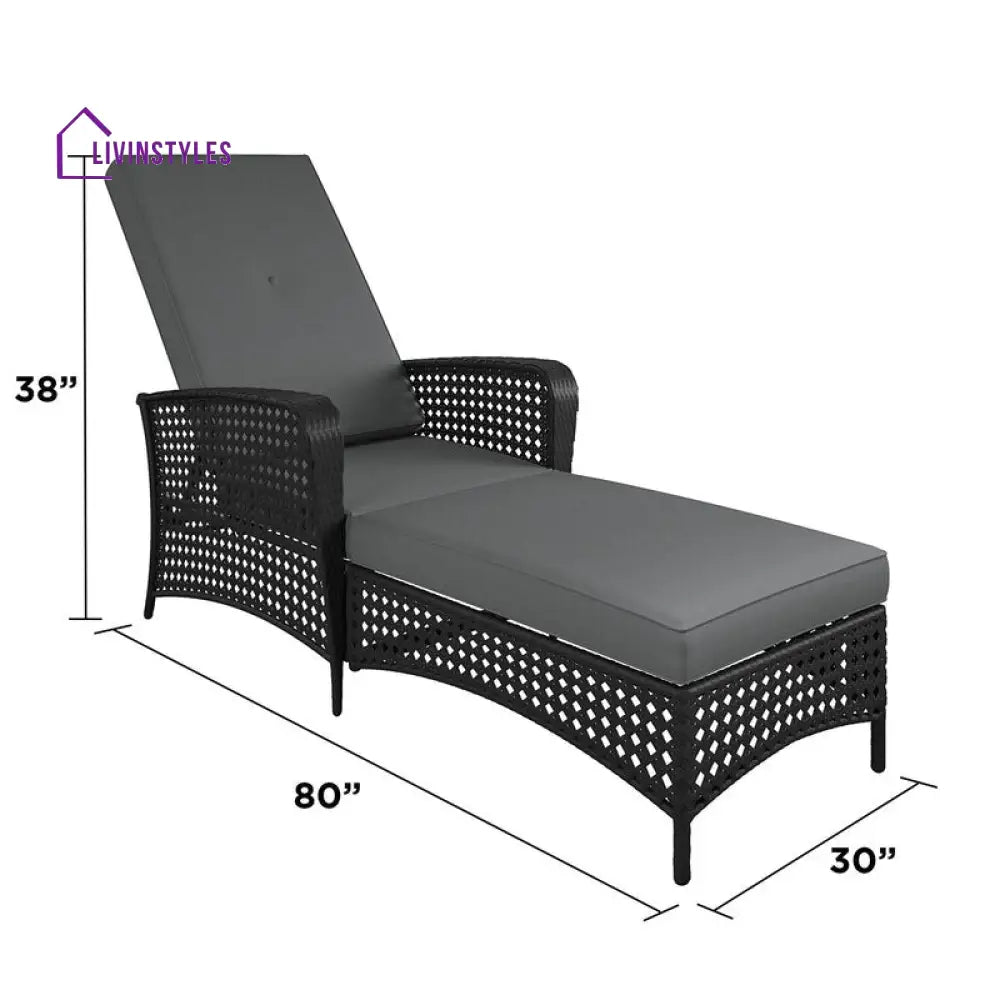 Atto Outdoor Swimming Poolside Lounger (Black) - Loungers