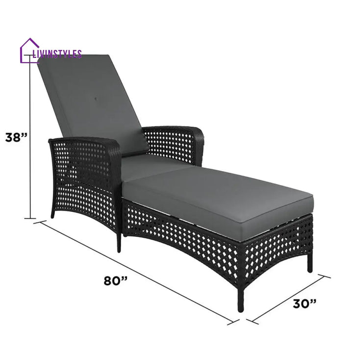 Atto Outdoor Swimming Poolside Lounger (Black) - Loungers