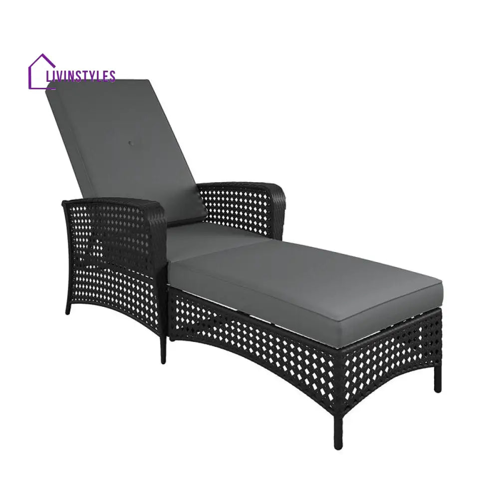 Atto Outdoor Swimming Poolside Lounger (Black) - Loungers