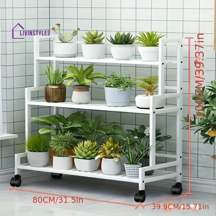 Atul Metal Plant Stand With Four Wheels For Balcony