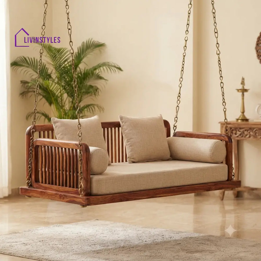 Audrey 2 Seater Wooden Swing for Home | Wooden Jhula for home