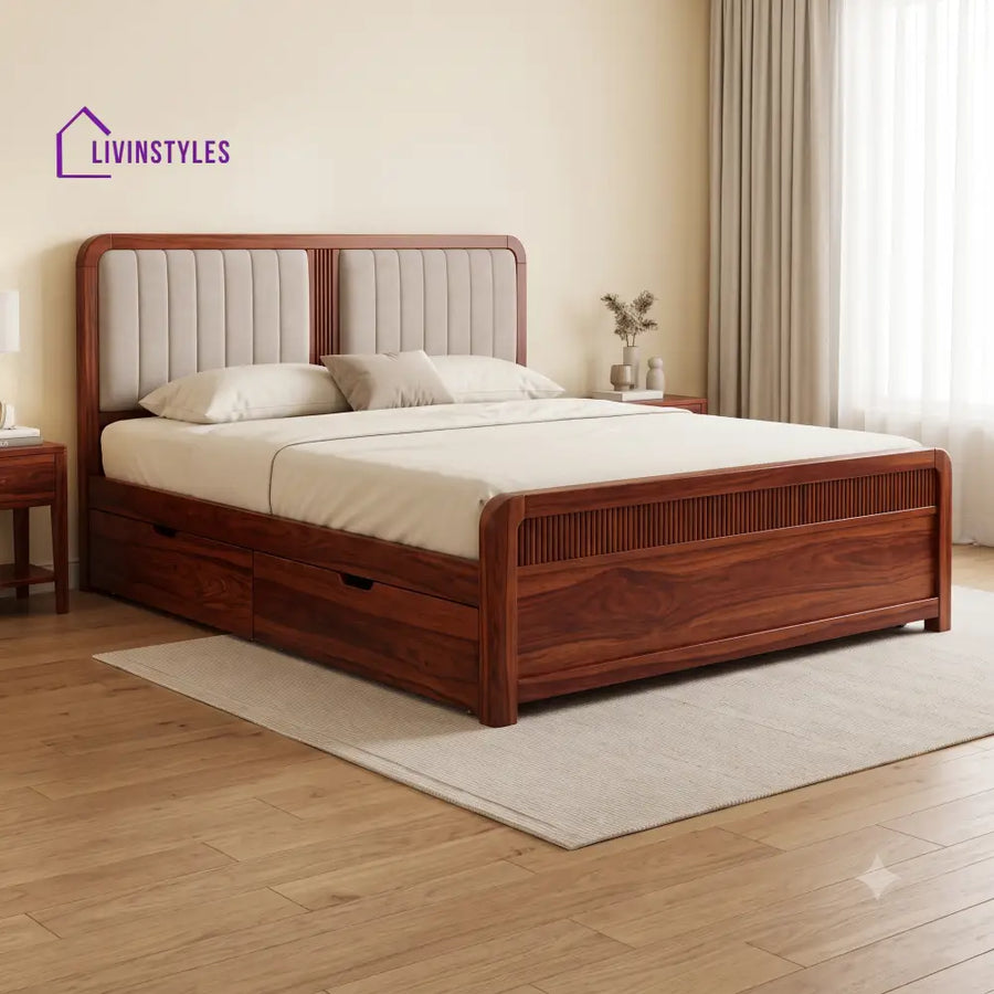 Augustin Premium Wooden Bed with Drawer Storage | King Size Bed & Queen Size Bed Online