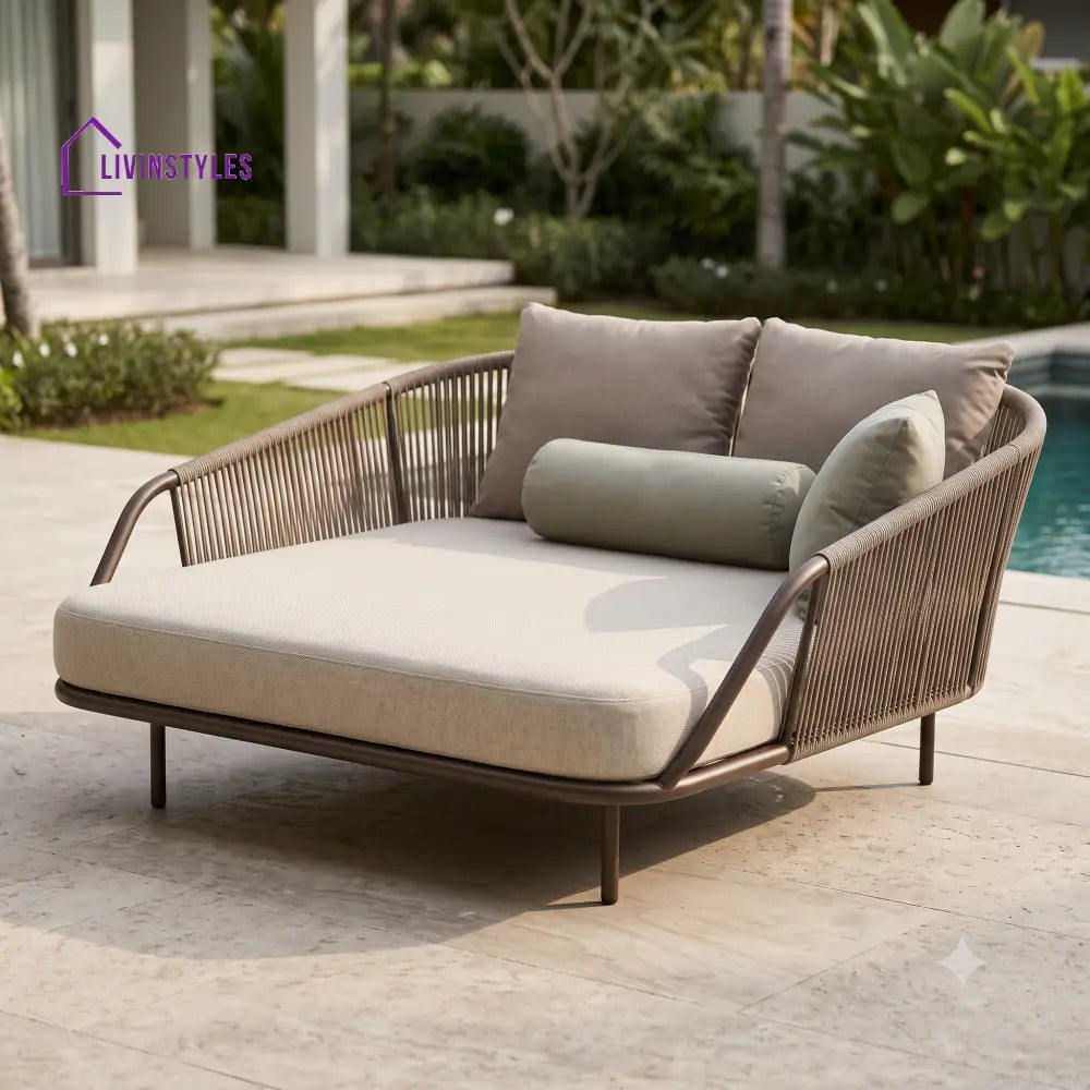 Augustine Premium Outdoor Day Bed in Metal Frame with Powder Coated & Rope